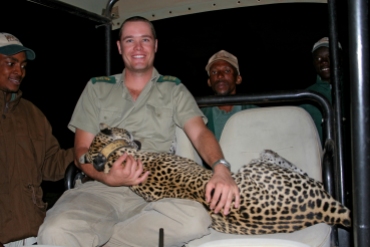 Villiers with a darted leopard